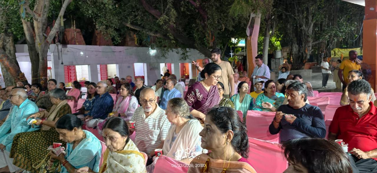 Families gather for the evening aarti  - the largest turnout the community has recorded in recent years